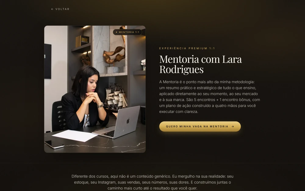 Landing page Mentoria Lara Rodrigues